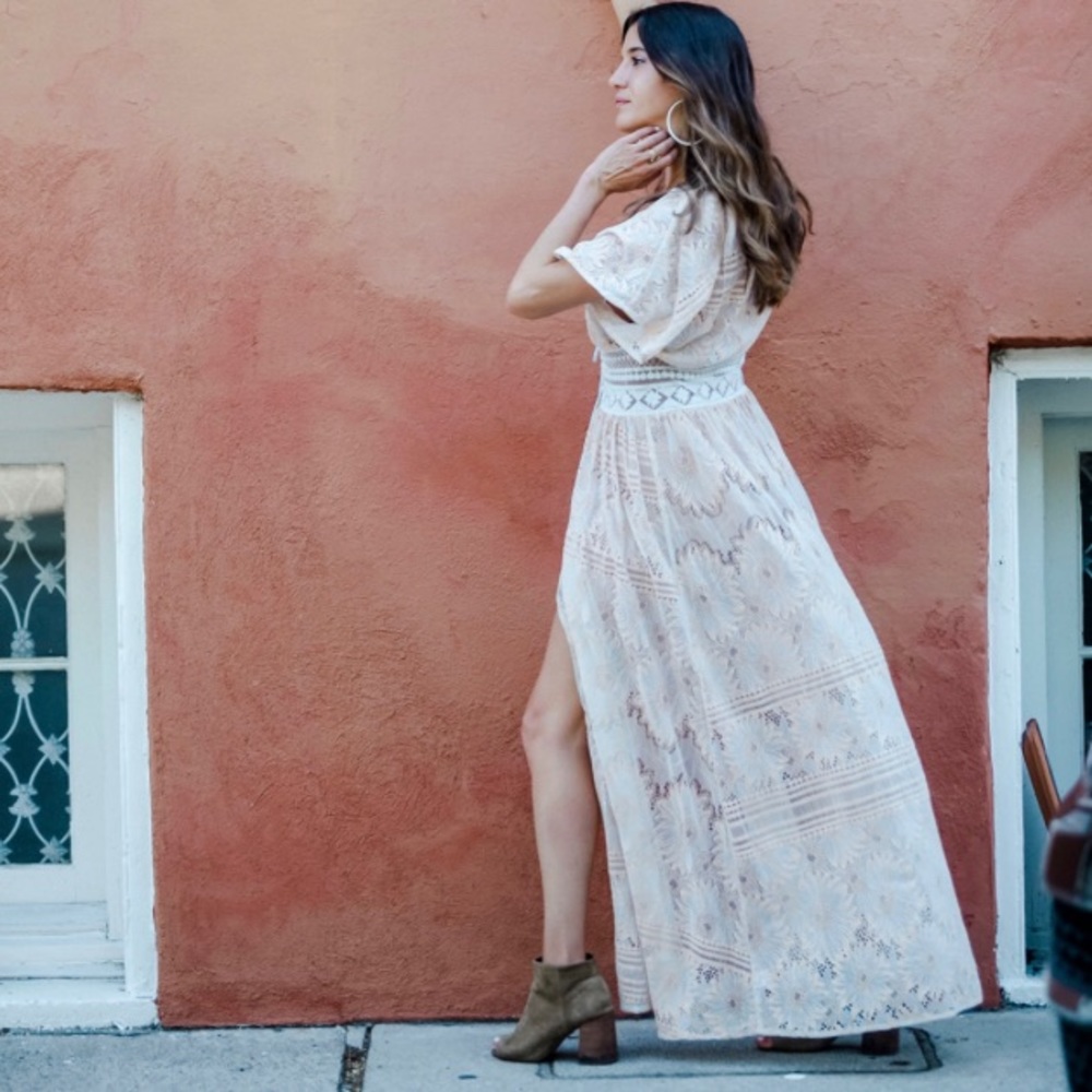 Shear floral baby blue dress